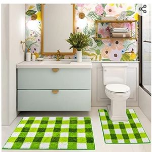 2 piecd Buffalo plaid Luxury Bath Rugs,